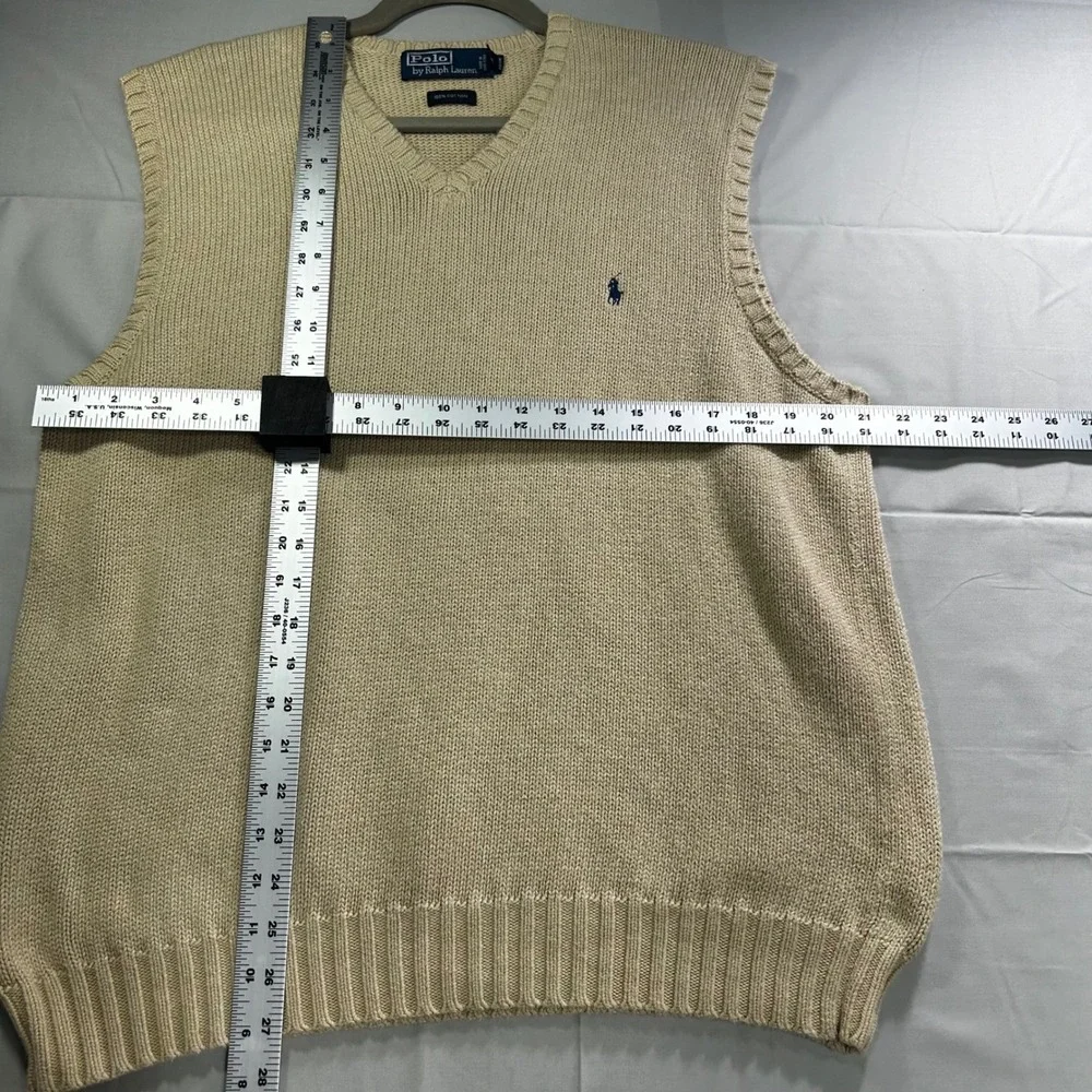 Polo Ralph Lauren Sweater Vest Mens L Tan Preppy‎ Old Money Minimalist